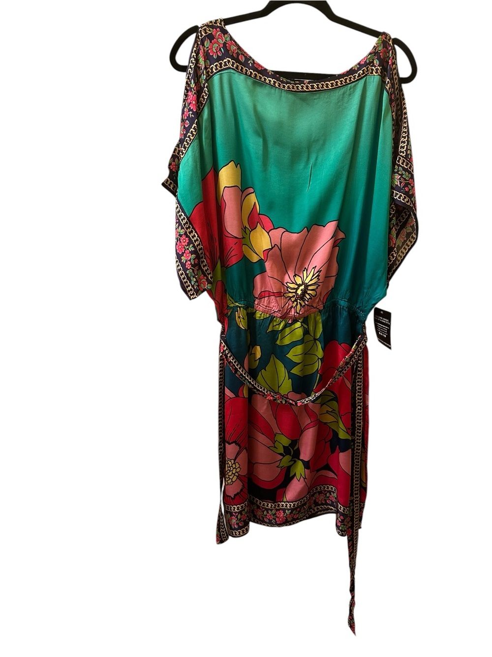 Boston Proper Green and Pink Floral Dress size L
